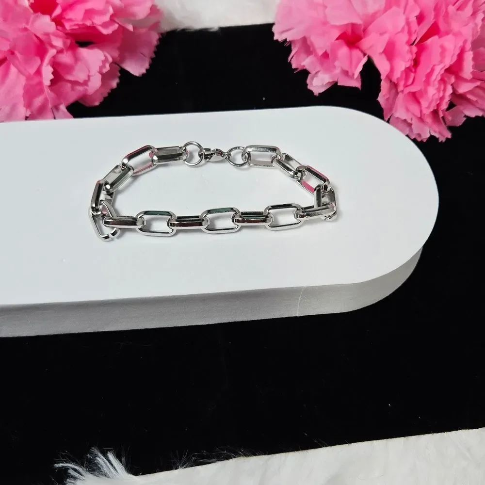 Chunky Stainless Steel Paperclip Chain Bracelet | 9mm Unisex Link Youth Bracelet